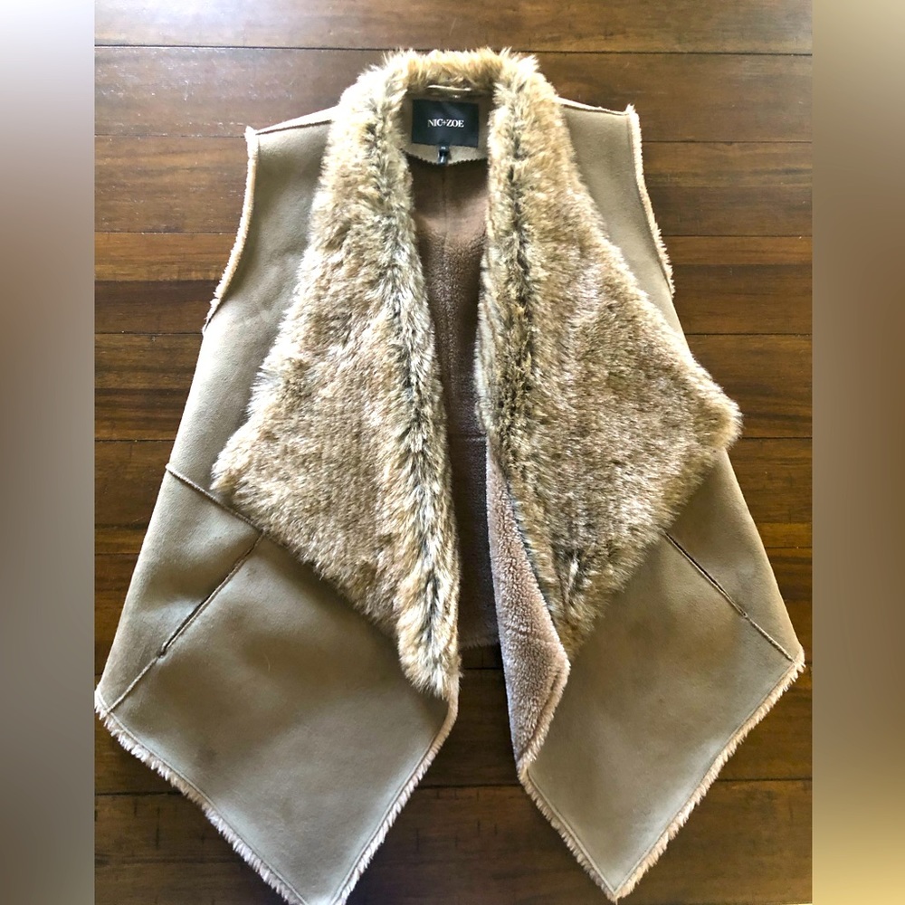 Nic+Zoe Tan Fur Vest